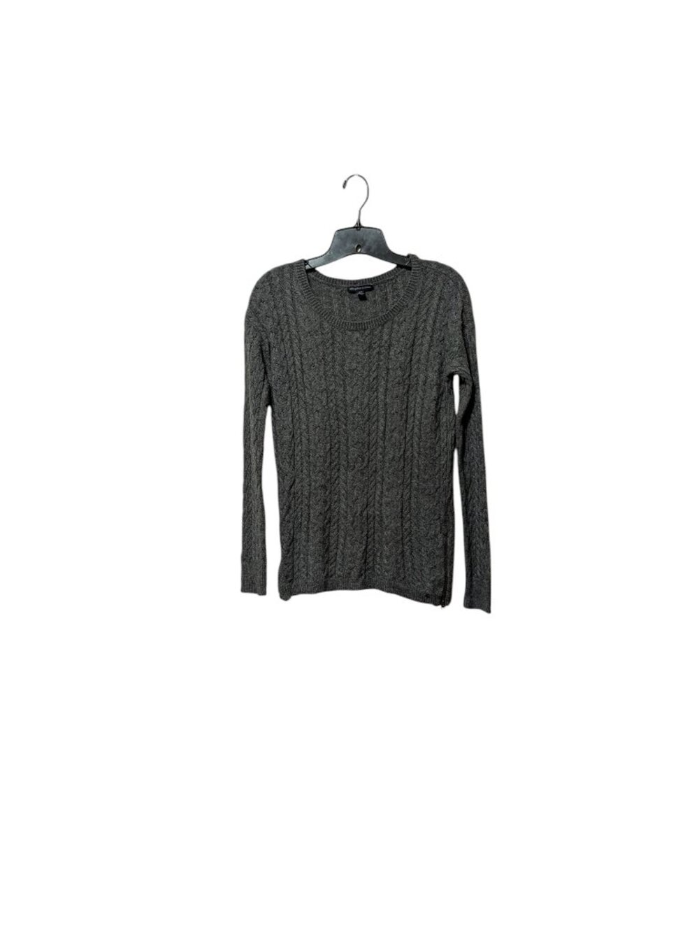 American Eagle Vintage Y2K Gray Cable Knit Wool Side Zip Hem Sweater Preppy Sz M